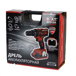 Дрель аккумуляторная BCD18A (18В Li-on;2 акк.2,0Ач,2 ск,30Нм;быстрозаж.патр;реверс;кейс с набором бит) 10шт/кор 180/200шт/поддон 21 01 180 049