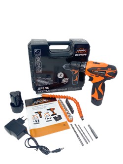 Дрель аккумуляторная DCD12PB DAMAN(12В,Li-on,2 АКБ,З/У,кейс,1,5Ач,1ск,20Н-м,индикатор заряда,быстрозажим.патр,комплект насадок)10шт/кор 200/240шт/подд 21 01 144 093