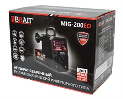 Инвертор сварочный полуавтомат MIG-200EO(режим сварки:MIG/MMA/LIFT TIG; 20-175А; ПВ60%;d.провол.0,6-1мм;масса катушки до 5кг,d. до 200мм) 30/шт/подд 18 01 033 043