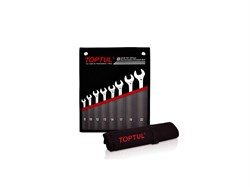 Набор ключей комбинир. 8-22 мм 15° 8 шт , высокопрочные, в сумке (цвет: чёрный) TOPTUL (GPCX0801) GPCX0801