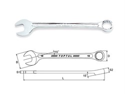 Ключ комбинированный 25мм 15° TOPTUL (AAEX2525) AAEX2525