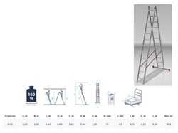 Лестница алюм. 2-х секц. 309/562 2х12 ступ. 16,9 кг NV522 Новая Высота 5220212