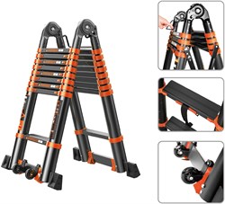 Лестница телескопическая 2-х секц. алюм. 410/820см, 2х10ступ. 28,8кг BLACK LINE STARTUL (ST9932-082) ST9932-082