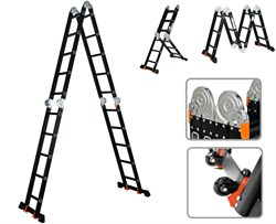 Лестница алюм. многофункц.4х5 ступ.(стрем.-283см,лестн.-580см) 15,5кг BLACK LINE STARTUL (ST9930-05) ST9930-05