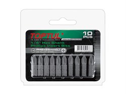 Насадка крестообразная PH2 25мм 10шт блистер TOPTUL (FSBA0802G) ЦБ-0126234036