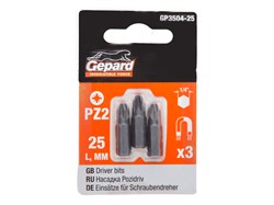 Насадка крестообразная PZ2 25мм  3шт GEPARD (GP3504-25) ЦБ-0946963224