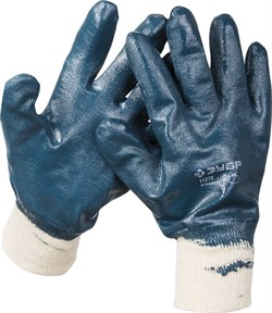 Прочные перчатки ЗУБР с манжетой, с нитриловым покрытием, масло-бензостойкие, износостойкие, L(9), H - фото 42856