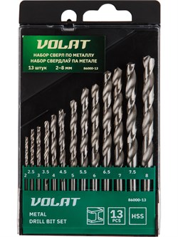 Набор сверл по мет. 13шт 2-8мм HSS ВОЛАТ ЦБ-1978730211