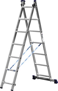 Двухсекционная  лестница СИБИН, 7 ступеней, со стабилизатором, алюминиевая	 - фото 43316