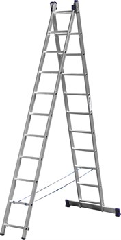 Двухсекционная  лестница СИБИН, 11 ступеней, со стабилизатором, алюминиевая	 - фото 43322