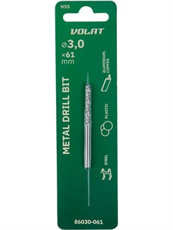 Сверло по металлу ц/х 3.0х33х61 мм HSS ВОЛАТ ЦБ-0998155136