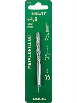 Сверло по металлу ц/х 4.8х52х86 мм HSS ВОЛАТ ЦБ-7521823436
