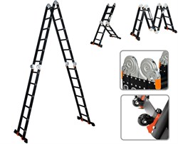 Лестница алюм. многофункц.4х6 ступ.(стрем.-332см,лестн.-690см) 17,0кг BLACK LINE STARTUL (ST9930-06) ЦЗ-0986753568