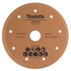 Алмазный диск сплошной по бетону/ кирпичу 125x20x1,9x5,5 мм (мокрый рез) Makita B-21951 B-21951