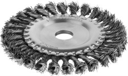 Щетка дисковая для УШМ, жгутированная стальная проволока 0,5 мм, d=150 мм, MIRAX 35140-150 - фото 44133
