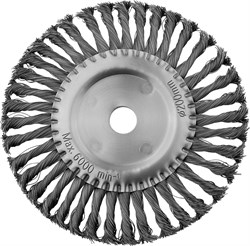 Щетка дисковая для УШМ, жгутированная стальная проволока 0,5 мм, d=200 мм, MIRAX 35140-200 - фото 44137