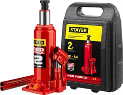 STAYER RED FORCE, в кейсе, 2 т, 181 - 345 мм, бутылочный гидравлический домкрат, Professional (43160, шт 43160-2-K_z01