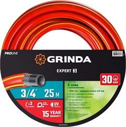 Поливочный шланг GRINDA PROLine EXPERT 3 ,3/4″ 25 м 30 атм трёхслойный армированный, шт 8-429005-3/4-25_z02