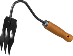 GRINDA ProLine 120х86х265 мм, 3-х зубые, деревянная ручка, грабли-рыхлитель (421514) 421514