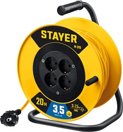 STAYER M-315, ПВС, 3 x 1.5 мм2, 20 м, 3500 Вт, силовой удлинитель на катушке (55078-20) 55078-20_z01
