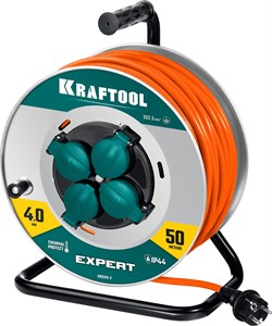 KRAFTOOL EXPERT 4.0, ПВС 3х2.5 50м 4000Вт IP44, силовой удлинитель на стальной катушке (55089-50) 55089-50
