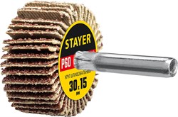 Круг шлифовальный STAYER лепестковый, на шпильке, P60, 30х15 мм - фото 45854