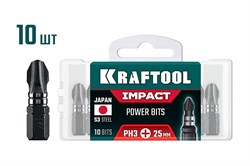 KRAFTOOL Impact PH 3, 25 мм, 10 шт, ударные биты (26191-3-25-S10) 26191-3-25-S10