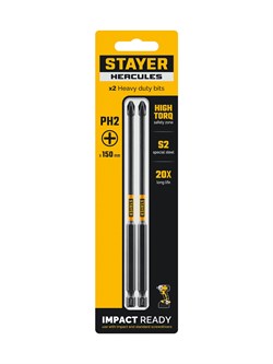 STAYER HERCULES, PH2, 150 мм, 2 шт, торсионные биты (26231-2-150-2) 26231-2-150-2