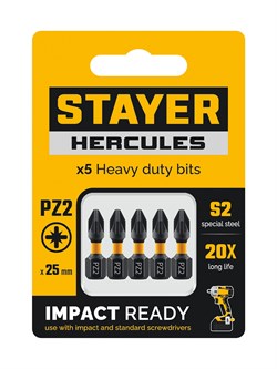 STAYER HERCULES, PZ2, 25 мм, 5 шт, торсионные биты (26233-2-25-5) 26233-2-25-5