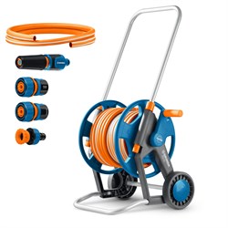 GRINDA HCK-25, шланг 25м x 1/2″, поливочный набор 4 предмета, усиленные колеса, телескопическая ручка, катушка со шлангом в комплект ProLine (428461) 428461