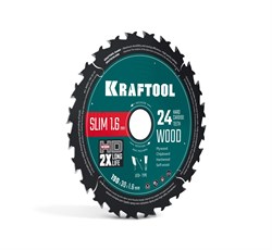 KRAFTOOL Slim wood cut 190 х 30 x 1.6 мм, 24Т, диск пильный по дереву, (36955-190-30-24) 36955-190-30-24