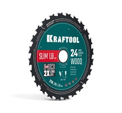 KRAFTOOL Slim wood cut 216 х 30 x 1.8 мм, 24Т, диск пильный по дереву, (36955-216-30-24) 36955-216-30-24
