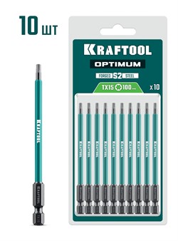 KRAFTOOL OPTIMUM TX 15, 100 мм, 10 шт, биты (26126-15-100-S10), шт 26126-15-100-S10
