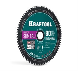 KRAFTOOL Slim multi cut 210 х 30 x 1.8 мм, 80Т, диск пильный по дереву (36957-210-30-80) 36957-210-30-80
