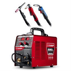 ЗУБР MIG & CUT 5-в-1, MIG / MAG, PLASMA CUT, FCAW, MMA, TIG, 220 А, полуавтомат сварочный, с газом / без газа, горелка ПСГ-220 (ПСГ-М9-220-Р) ПСГ-М9-220-Р