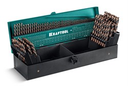 KRAFTOOL Cobalt, 118 шт, (1-13 мм), сталь М42, HSS-Co(8%), набор сверл по металлу (29656-H118) 29656-H118