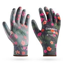 GRINDA PROTECT, L (9), садовые перчатки с прозрачным нитриловым покрытием, чёрные, 13 класс (11296-L, шт 11296-L