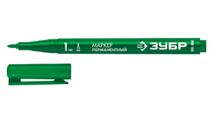 ЗУБР МП-100 1 мм, заостренный, зеленый, Перманентный маркер, ПРОФЕССИОНАЛ 