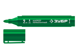 ЗУБР МП-300 2 мм, заостренный, зеленый, Перманентный маркер, ПРОФЕССИОНАЛ
