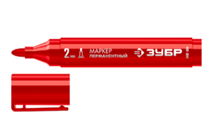 ЗУБР МП-300 2 мм, заостренный, красный, Перманентный маркер, ПРОФЕССИОНАЛ