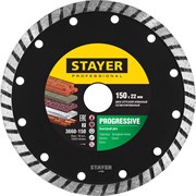 STAYER Turbo, 150 мм, (22.2 мм, 7 х 2.4 мм), сегментированный алмазный диск, Professional (3662-150) 3662-150_z02