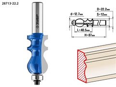 ЗУБР 22.2 x 41 мм, хвостовик 12 мм, фреза кромочная фигурная №2, Профессионал (28713-22.2) 28713-22.2
