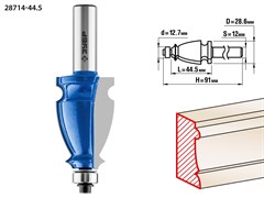 ЗУБР 44.5 x 28 мм, хвостовик 12 мм, фреза кромочная фигурная №3, Профессионал (28714-44.5) 28714-44.5
