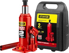 STAYER RED FORCE, в кейсе, 2 т, 181 - 345 мм, бутылочный гидравлический домкрат, Professional (43160-2-K) 43160-2-K_z01