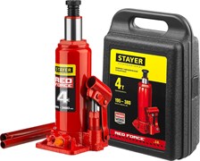 STAYER RED FORCE, в кейсе, 4 т, 195 - 380 мм, бутылочный гидравлический домкрат, Professional (43160-4-K) 43160-4-K_z01