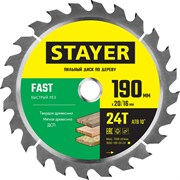 STAYER Fast, 190 x 20/16 мм, 24Т, быстрый рез, пильный диск по дереву (3680-190-20-24) 3680-190-20-24_z01