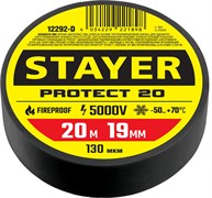 STAYER PROTECT-20, 19 мм х 20 м, 5 000 В, черная, изолента ПВХ, Professional (12292-D) 12292-D