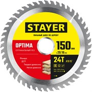 STAYER Optima, 150 x 20/16 мм, 24T, оптимальный рез, пильный диск по дереву (3681-150-20-24)