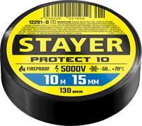 STAYER PROTECT-10, 15 мм х 10 м, 5 000 В, черная, изолента ПВХ, Professional (12292-D) 12291-D_z01