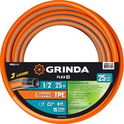 GRINDA FLEX 3, 1/2″, 25 м, 25 атм, из термоэластопласта, трёхслойный, армированный, гибкий, поливочный шланг, PROLine (429008-1/2-25) 429008-1/2-25